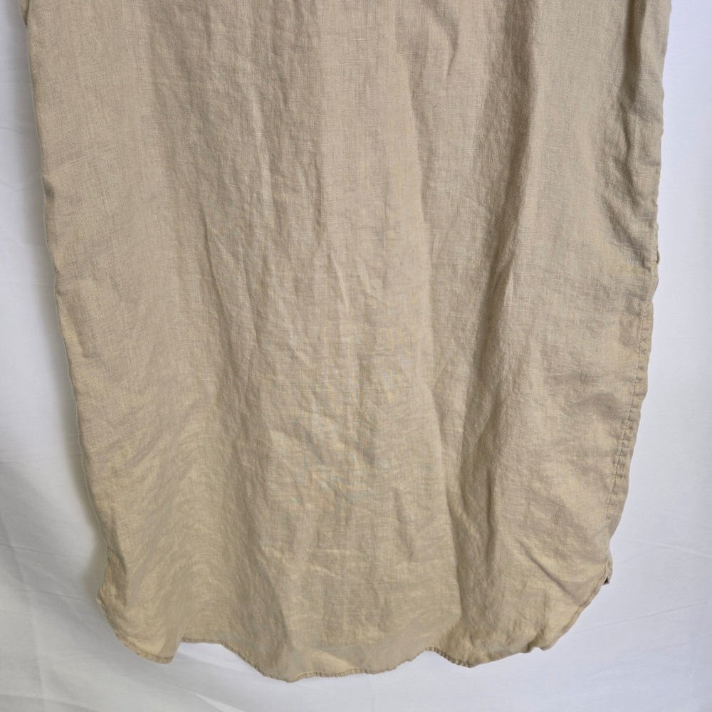 Lauren Ralph Lauren 100% Linen Short Sleeve Shirt Dress, Coastal Preppy, Tan, 6 - Picture 12 of 13